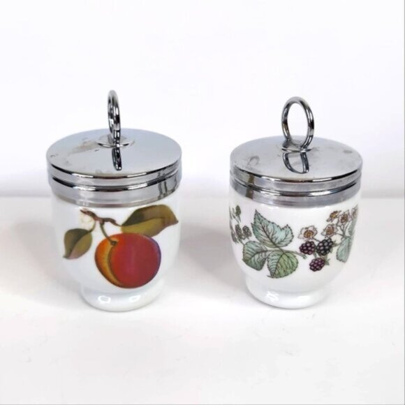Vintage Other - Royal Worcester England Evesham Vintage Fruit Berries Country Egg Coddler Set x2